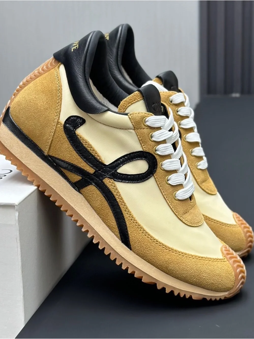 Women’s Athletic Sneakers in Mustard and Black